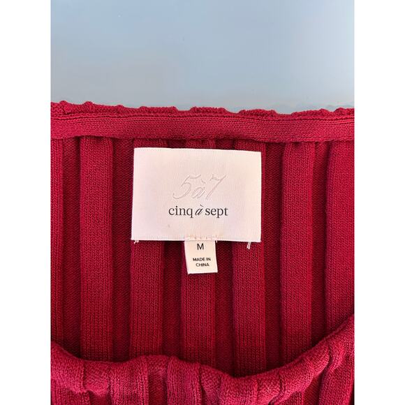 Elegant Red Ribbed Sweater - Picture 4 of 8